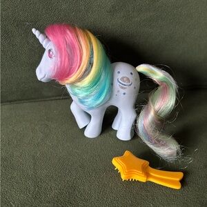 My Little Pony G1 Moonstone Yr 2 1983 Rainbow Hair Blue Unicorn Planets & Brush